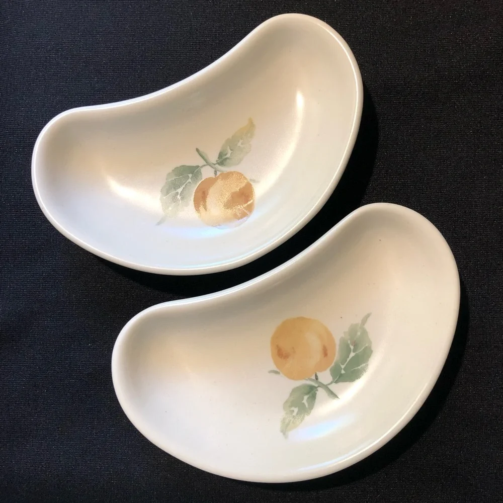Two Pfaltzgraff Jamberry Crescent Salad Relish Plates - Trinket Dish - USA